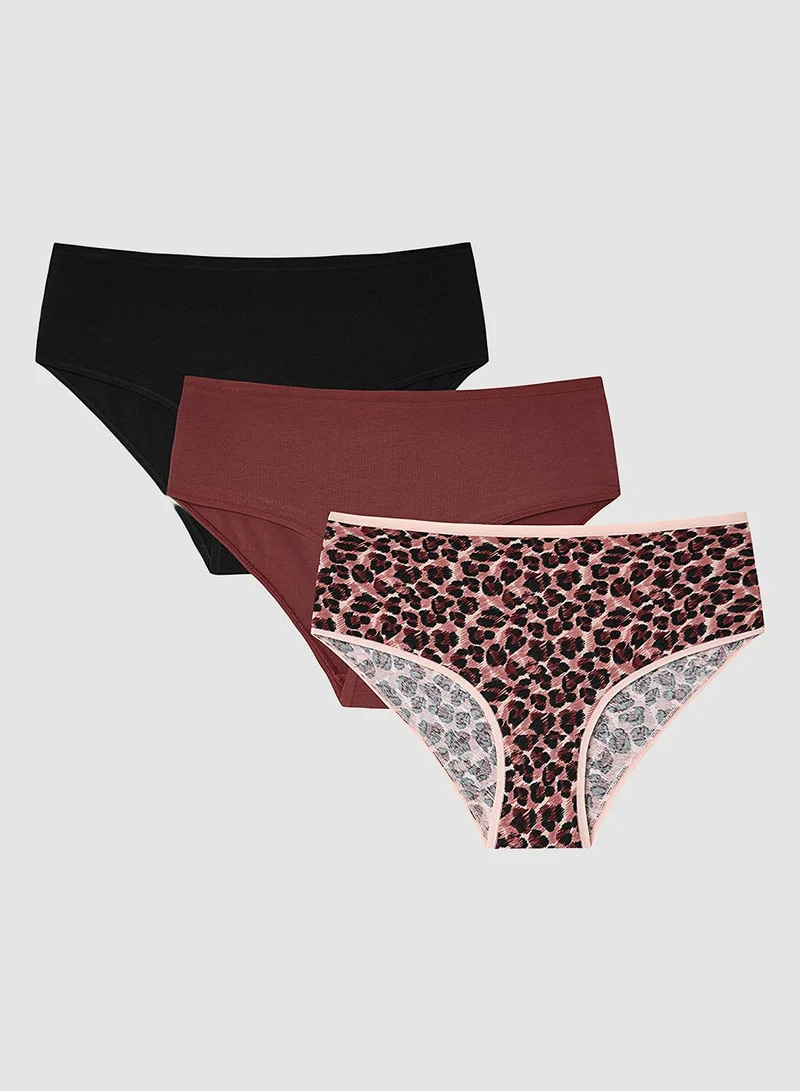 بنتي سراويل داخلية نسائية عالية الخصر بنقشة الفهد مقرمشة عبوة من  قطع